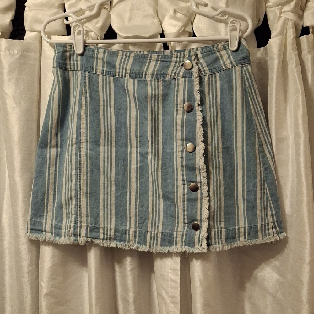 BB Dakota Blue and White Striped Mini Skirt 4